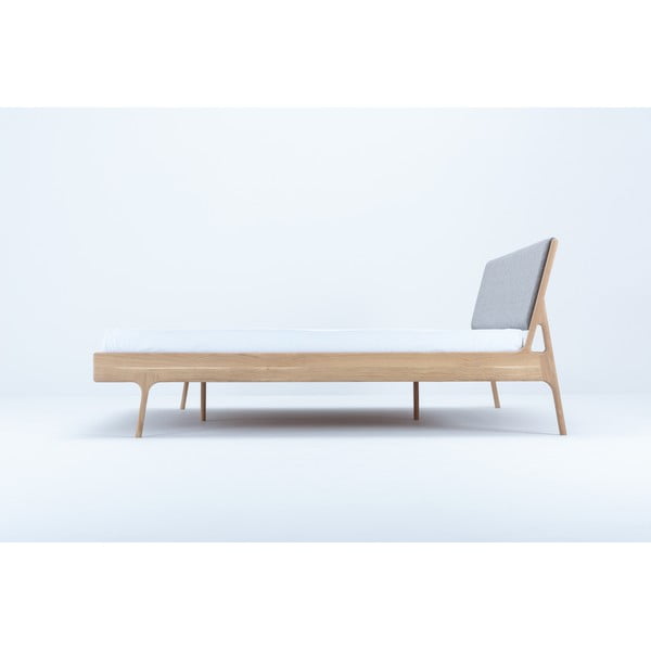 Šedá/přírodní dvoulůžková postel z dubového dřeva 140x200 cm Fawn – Gazzda-image-2