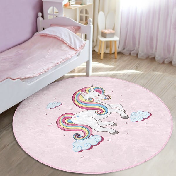 Růžový dětský koberec ø 120 cm Comfort – Mila Home-image-4