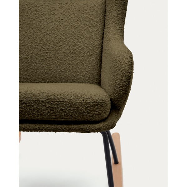 Zelené houpací křeslo z textilie bouclé Maustin – Kave Home-image-3