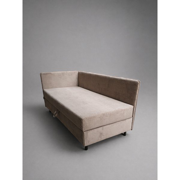 Taupe čalouněná jednolůžková postel s úložným prostorem s matrací 90x200 cm Avela - II. jakost – Bonami Selection-image-1