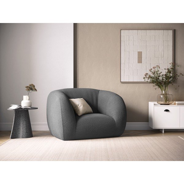 Šedé křeslo z textilie bouclé Essen – Cosmopolitan Design-image-4