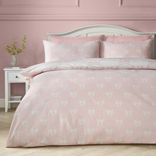Růžové povlečení na dvoulůžko 200x200 cm Pretty Bows – Catherine Lansfield-image-2