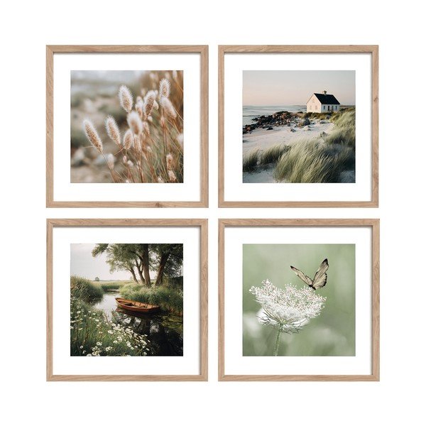 Tištěné obrazy v sadě 4 ks s rámem 30x30 cm Subtle Nature – Styler