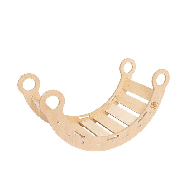 Šedá/v přírodní barvě houpačka z borovicového dřeva 39x75x38 cm Montessori – Meowbaby-image-4