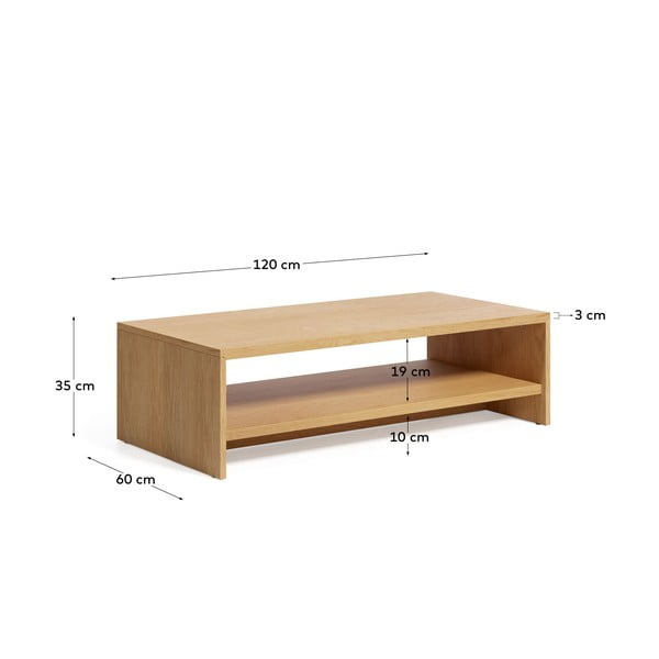 Konferenční stolek v dekoru dubu v přírodní barvě 60x120 cm Abilen – Kave Home-image-3