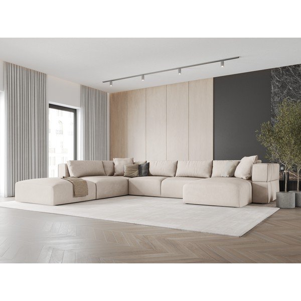 Béžová rohová pohovka do "U", levý roh Esther – Milo Casa-image-1