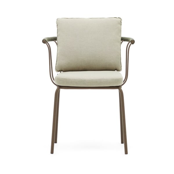 Zelená/béžová kovová zahradní židle Salguer – Kave Home-image-2