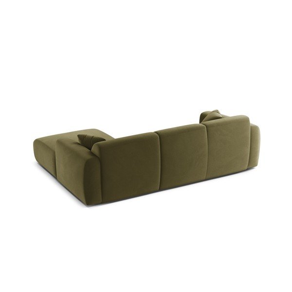 Khaki sametová rohová pohovka (pravý roh/s lenoškou) Molino – Micadoni -image-3