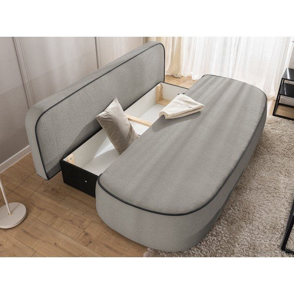 Černá/šedá sametová rozkládací/s úložným prostorem pohovka 210 cm Saga – Ropez-image-4