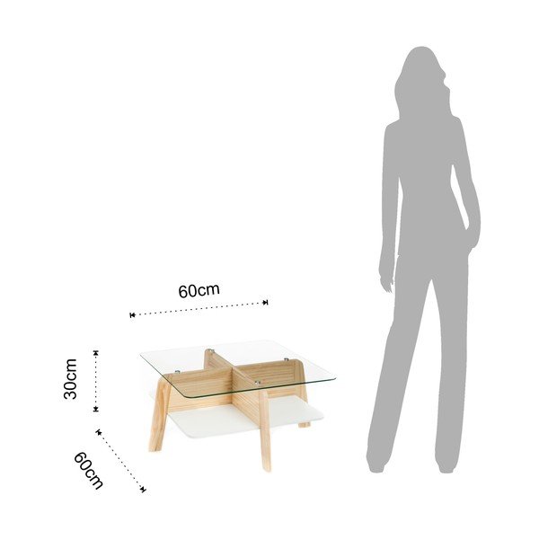 Konferenční stolek se skleněnou deskou v přírodní barvě 60x60 cm Varm – Tomasucci-image-3