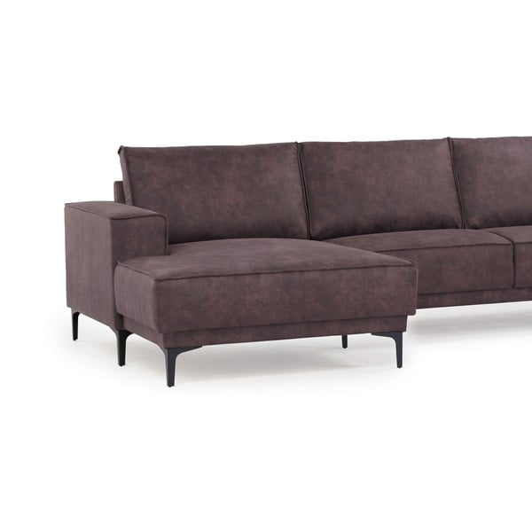 Tmavě hnědá rohová pohovka z imitace kůže (levý roh) Copenhagen – Scandic-image-4