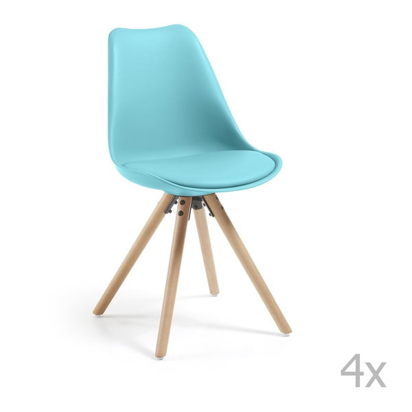 Sada 4 modrých jídelních židlí La Forma Lars