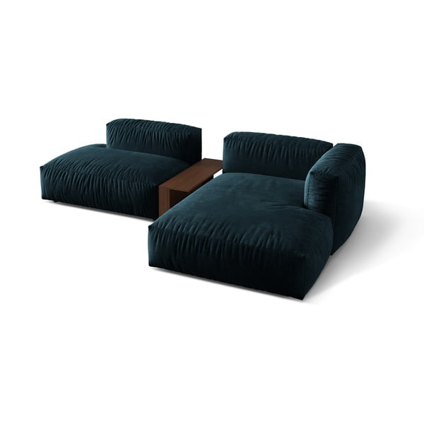 Tmavě modrá sametová modulární rohová pohovka (pravý roh/s lenoškou) Martina – Micadoni -image-2