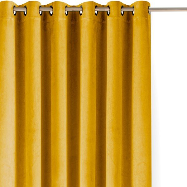 Sametový dimout závěs v hořčicové barvě 400x250 cm Velto – Filumi