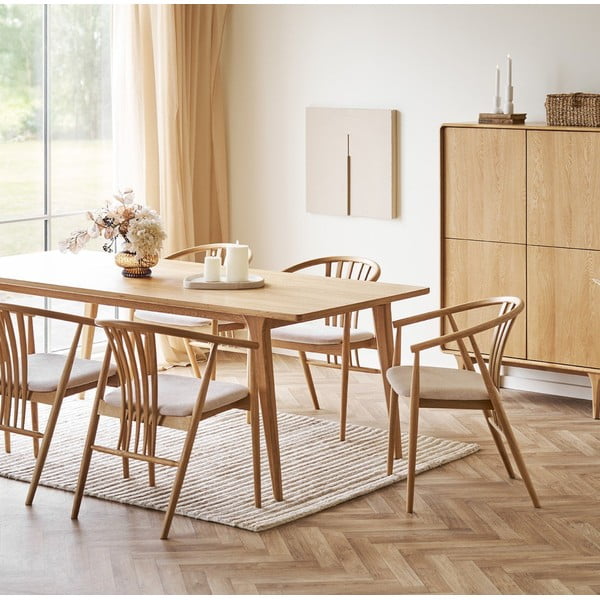 Jídelní židle s područkami z dubového dřeva v přírodní barvě Agustin – House Nordic-image-2