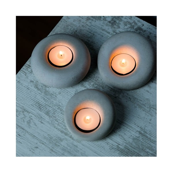Betonové svícny v sadě 3 ks Donut – Mioli Decor-image-3