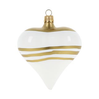 Sada 3 skleněných vánočních ozdob ve tvaru srdce v bílo-zlaté barvě Ego Dekor