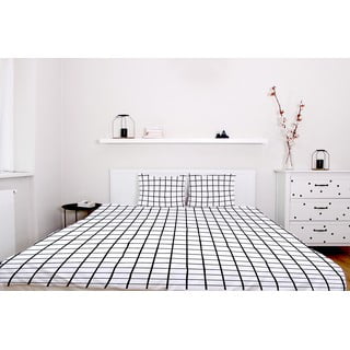 Povlečení z bavlněného saténu Butter Kings Simple Checkers, 200 x 200 cm