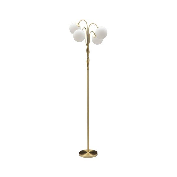 Bílá/ve zlaté barvě stojací lampa se skleněným stínidlem (výška 176 cm) Glamy – Mauro Ferretti