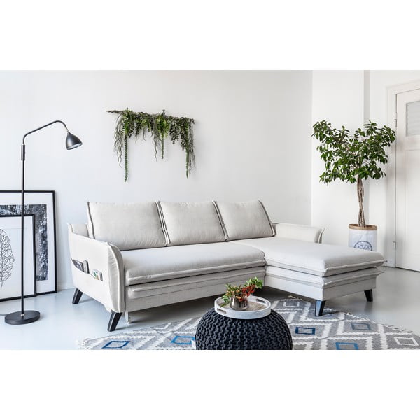 Světle béžová rozkládací rohová pohovka Miuform Charming Charlie, pravý roh-image-3