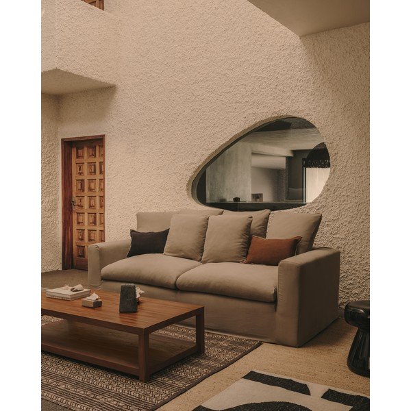 Antracitová lněná pohovka 240 cm Nora – Kave Home-image-4