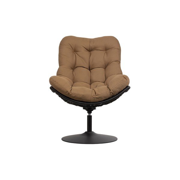 Hnědé otočné zahradní křeslo s výpletem z ratanu WOOOD Vive-image-2