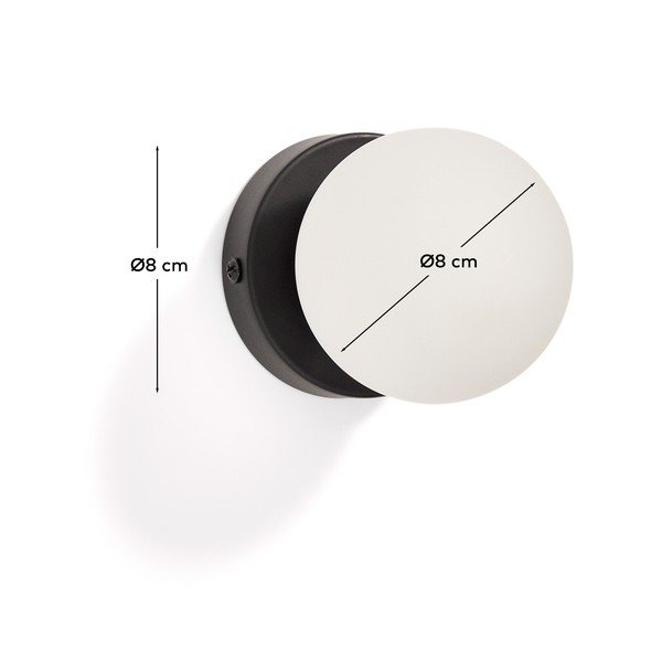 Bílé/černé kovové nástěnné svítidlo ø 8 cm Brisia – Kave Home-image-3