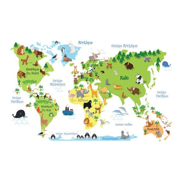 Nástěnná samolepka Ambiance Childrens World Map