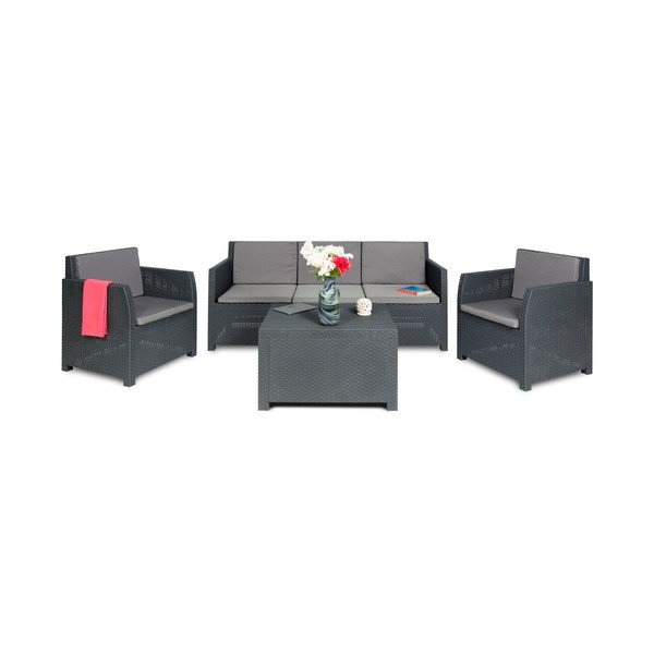 Tmavě šedý plastový zahradní lounge set pro 5 Diana – Toomax