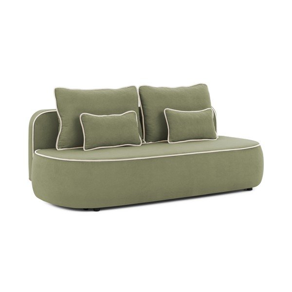 Khaki/béžová sametová rozkládací/s úložným prostorem pohovka 210 cm Saga – Ropez
