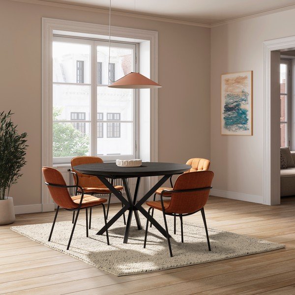 Čalouněná jídelní židle s područkami v terakotové barvě Angie – Marckeric-image-1