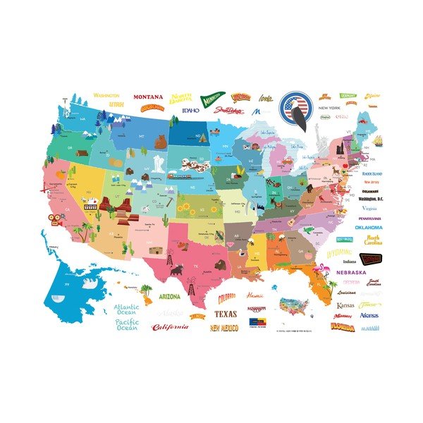 Velká samolepící nástěnná mapa USA Ambiance, 50 x 70 cm-image-2