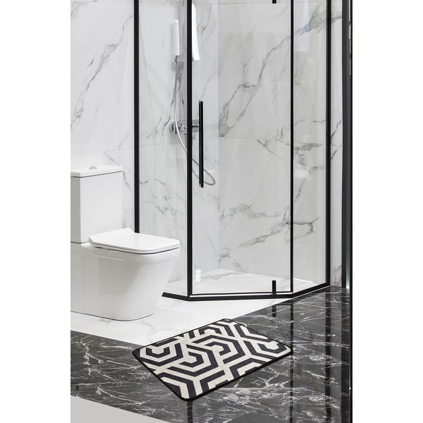 Bílá/černá koupelnová předložka 60x40 cm Line - Foutastic-image-1