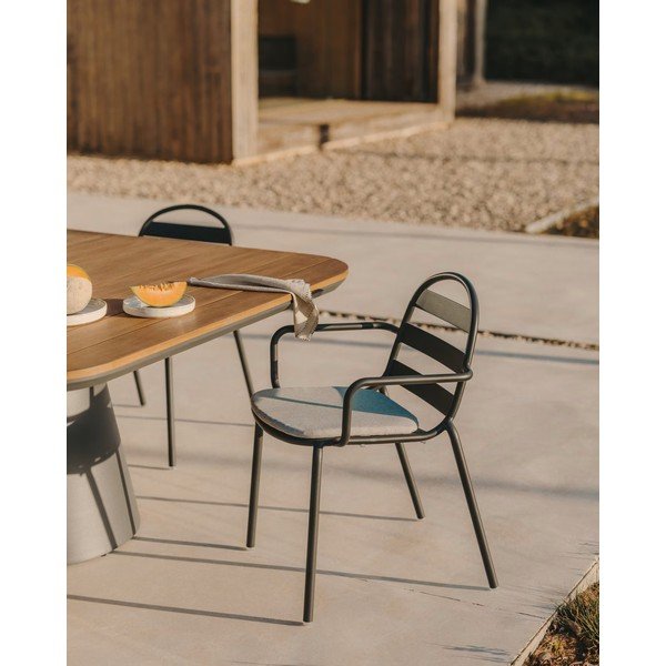 Tmavě šedé kovové zahradní židle v sadě 4 ks Joncols – Kave Home-image-3