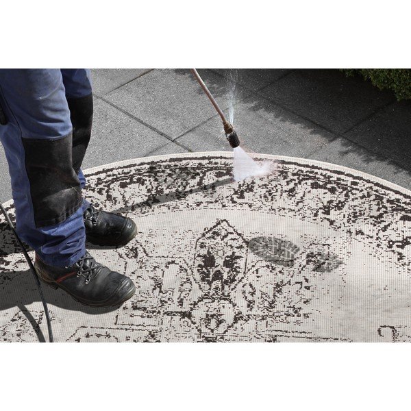 Černo-krémový venkovní koberec NORTHRUGS Borbon, ø 140 cm-image-2