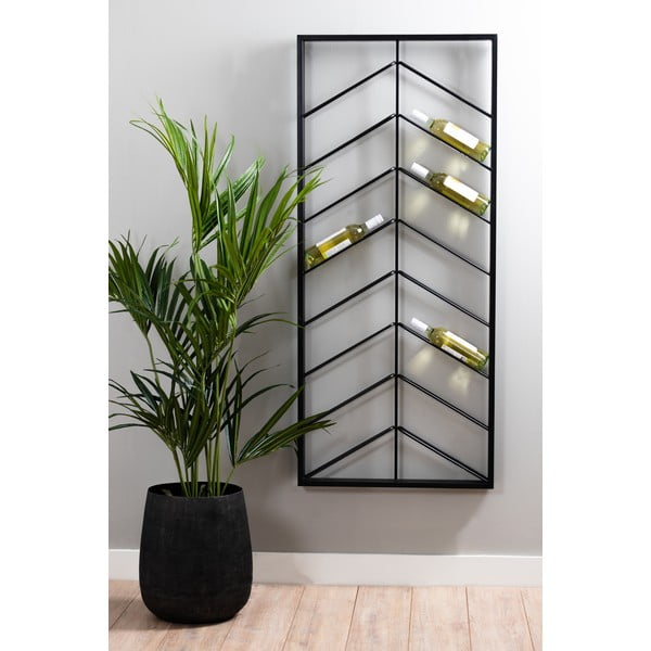 Černý nástěnný kovový regál na víno počet lahví 16 70x160x6 cm Malbeo – Light & Living-image-1