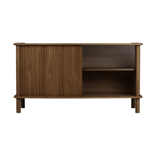 Hnědá vitrína z dubového dřeva s posuvnými dveřmi 135x73,5x48 cm Italic – UMAGE
