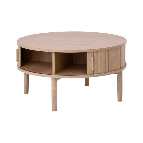 Kulatý konferenční stolek v dekoru dubu ve světle přírodní barvě ø 85 cm Meta – Unique Furniture-image-3