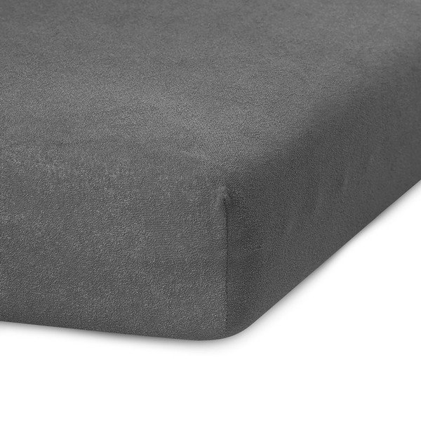 Tmavě šedé napínací froté prostěradlo 220x200 cm Ruby – AmeliaHome-image-1