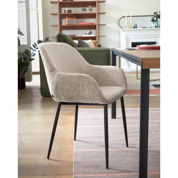 Béžové čalouněné jídelní křeslo Konna – Kave Home-image-1