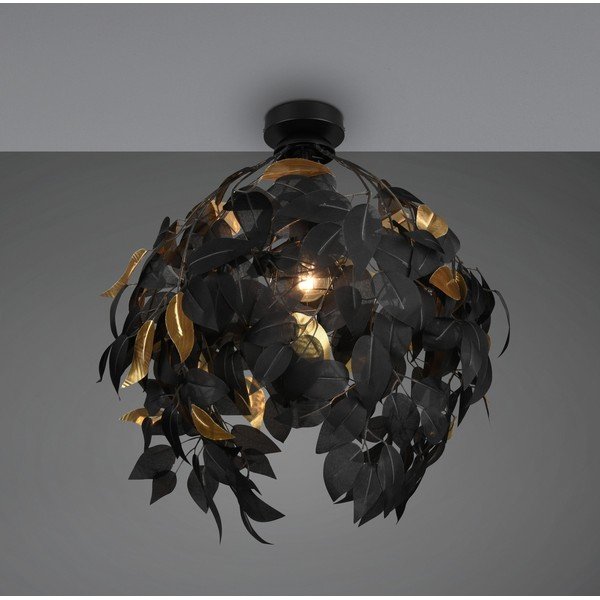 Matně černé kovové stropní svítidlo s plastovým stínidlem ø 38 cm Leavy – Reality-image-1