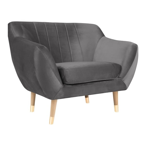 Šedé sametové křeslo Mazzini Sofas Benito-image-2