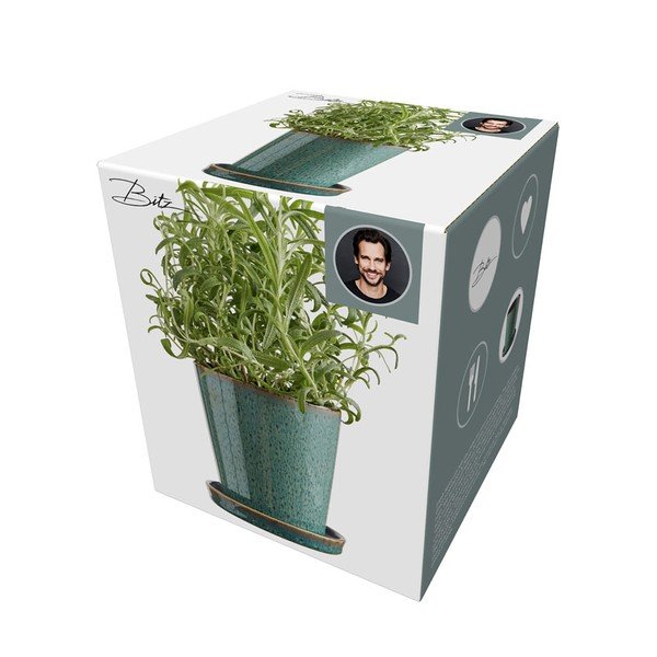 Kameninový obal na květináč ø 10 cm Gastro Green/Black – Bitz-image-4