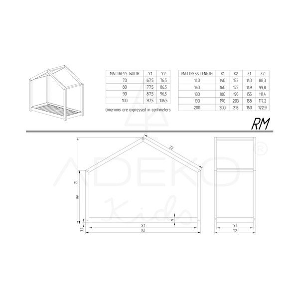 Domečková dětská postel s výsuvným lůžkem s úložným prostorem s roštem v přírodní barvě 90x190 cm RM – Adeko-image-2