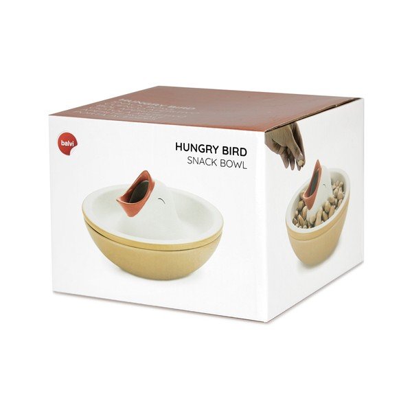 Žlutá/bílá keramická servírovací miska 250 ml Hungry Bird – Balvi-image-3