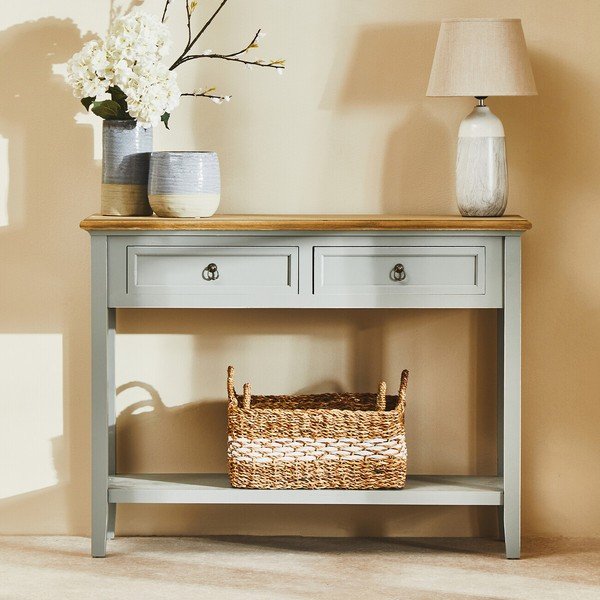 Šedý konzolový stolek z masivu pavlovnie 34,5x99 cm Henley – Premier Housewares-image-4