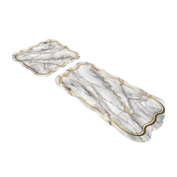 Šedé/ve zlaté barvě koupelnové předložky v sadě 2 ks 60x100 cm – Foutastic-image-2