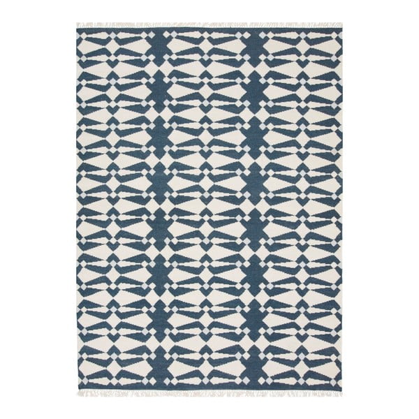Modro-bílý ručně tkaný koberec Linie Design Andria, 140  x  200 cm