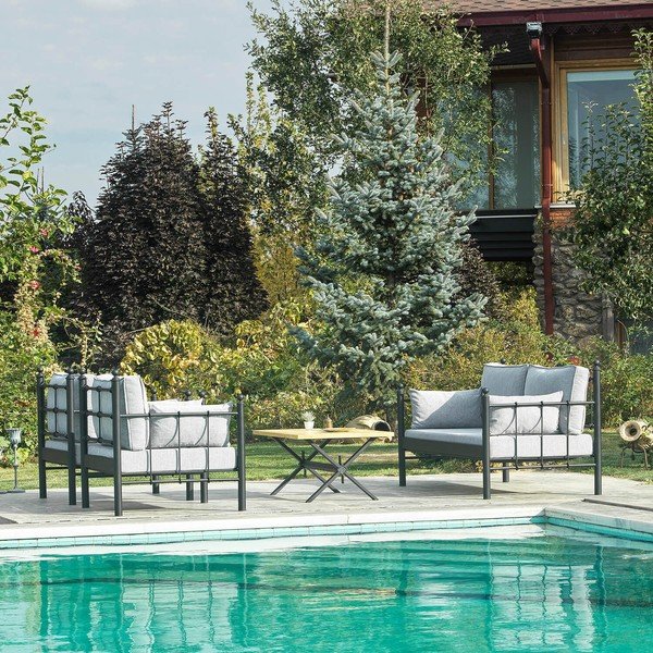 Zahradní lounge set v černé a světle šedé barvě pro 4 Lalas – Floriane Garden-image-4