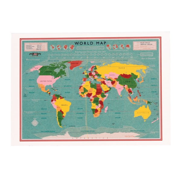 Papírové přání v červené obálce Rex London World Map